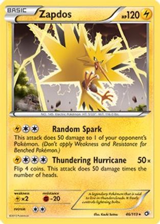 Zapdos (46/113) (Theme Deck Exclusive) [Black & White: Legendary Treasures] - Deck Out Gaming