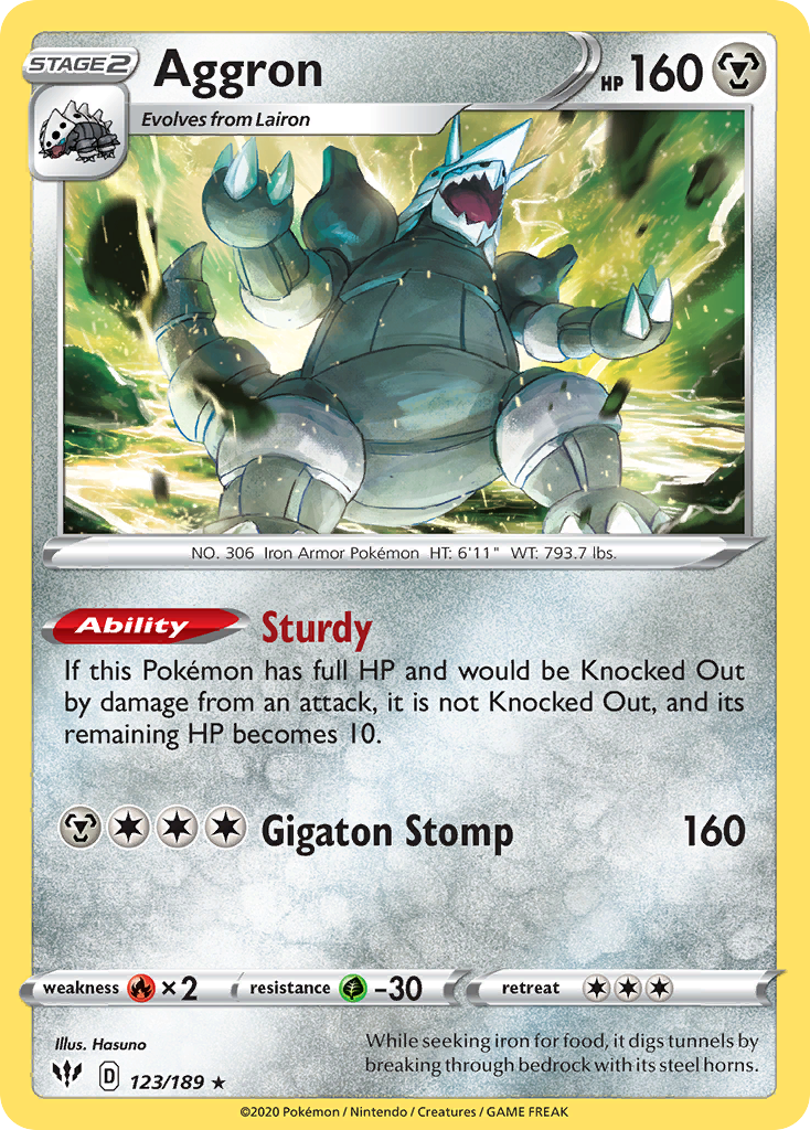 Aggron (123/189) [SWSH03: Darkness Ablaze] Reverse Holofoil - Deck Out Gaming