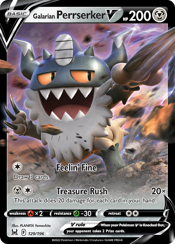 Galarian Perrserker V (129/196) [Sword & Shield: Lost Origin] - Deck Out Gaming