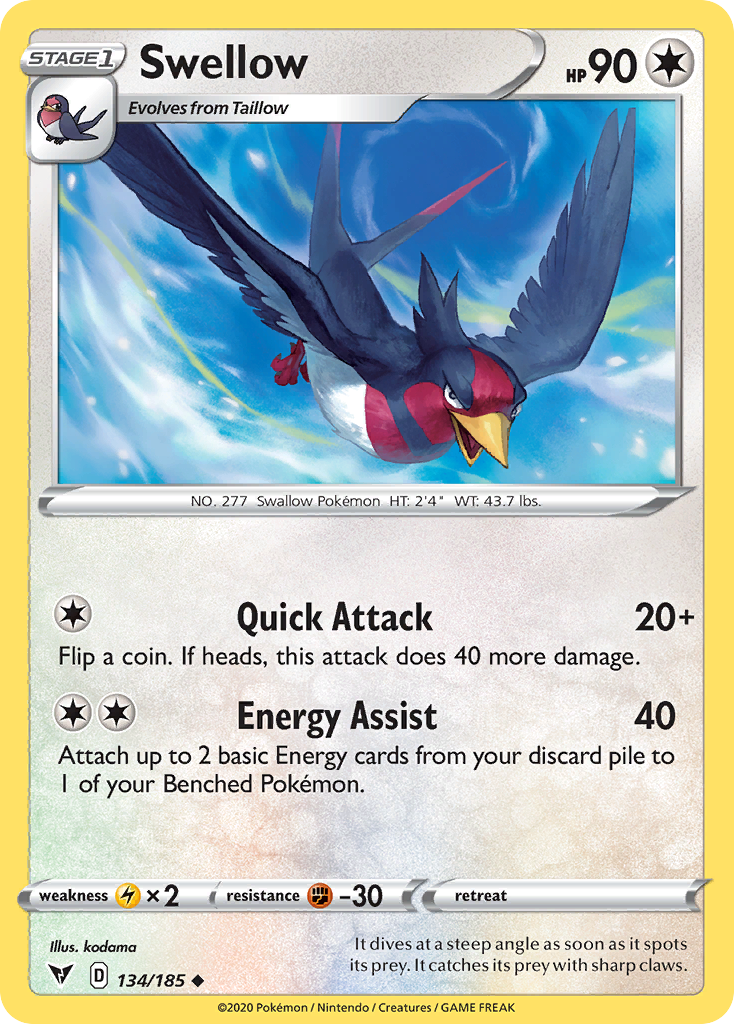 Swellow [SWSH04: Vivid Voltage] Reverse Holofoil - Deck Out Gaming