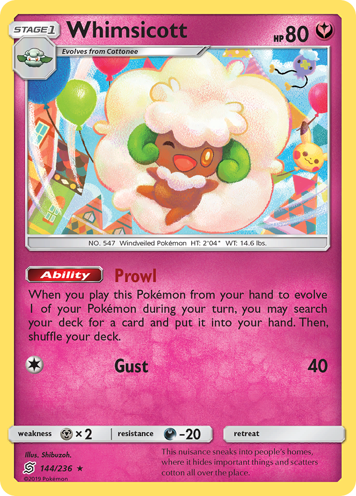 Whimsicott (144/236) [Sun & Moon: Unified Minds] Reverse Holofoil - Deck Out Gaming