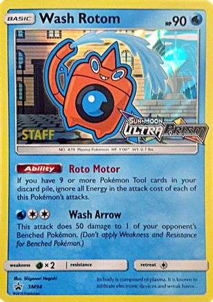 Wash Rotom (Staff Prerelease Promo) [SM Black Star Promos] - Deck Out Gaming