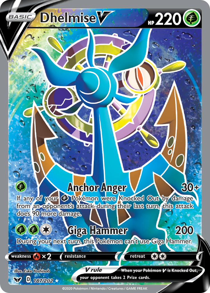 Dhelmise V (Full Art) (187/202) [SWSH01: Sword & Shield Base Set] - Deck Out Gaming