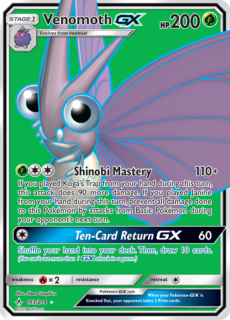 Venomoth GX (193/214) [Sun & Moon: Unbroken Bonds] - Deck Out Gaming