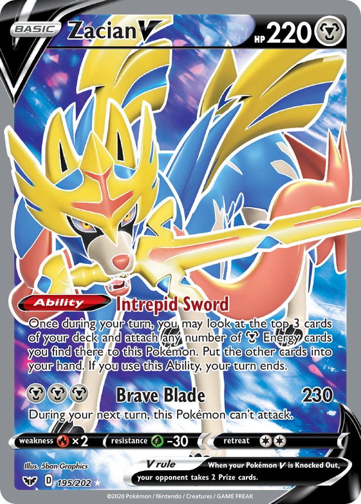 Zacian V (Full Art) [SWSH01: Sword & Shield Base Set] - Deck Out Gaming