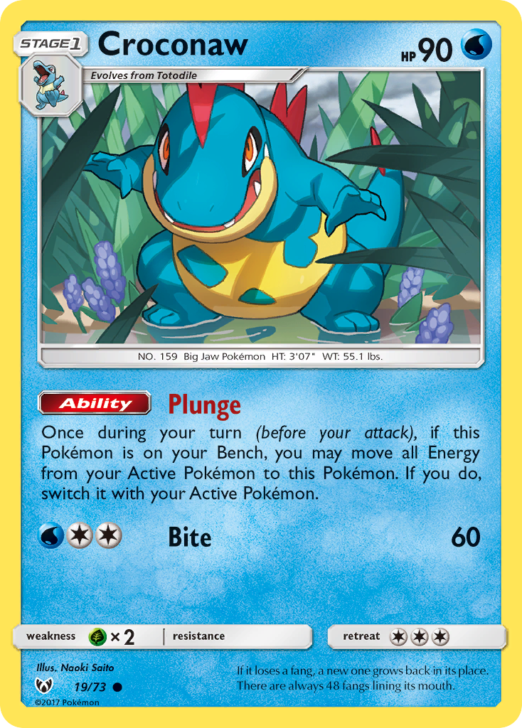 Croconaw (19/73) [Sun & Moon: Shining Legends] Reverse Holofoil - Deck Out Gaming