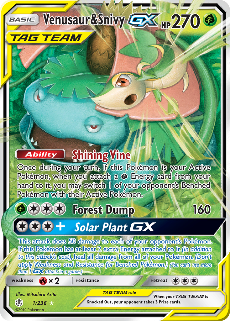 Venusaur & Snivy GX (1/236) [SM - Cosmic Eclipse] - Deck Out Gaming