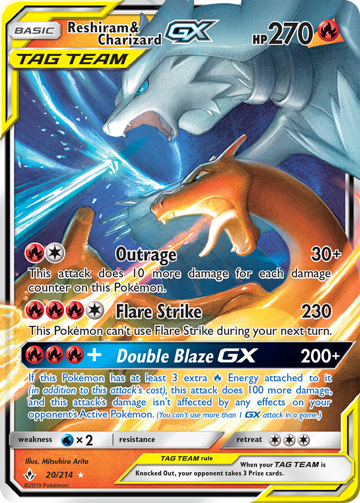 Reshiram & Charizard GX (20/214) [Sun & Moon: Unbroken Bonds] - Deck Out Gaming