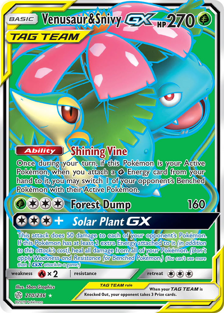 Venusaur & Snivy GX (Full Art) (210/236) [SM - Cosmic Eclipse] - Deck Out Gaming