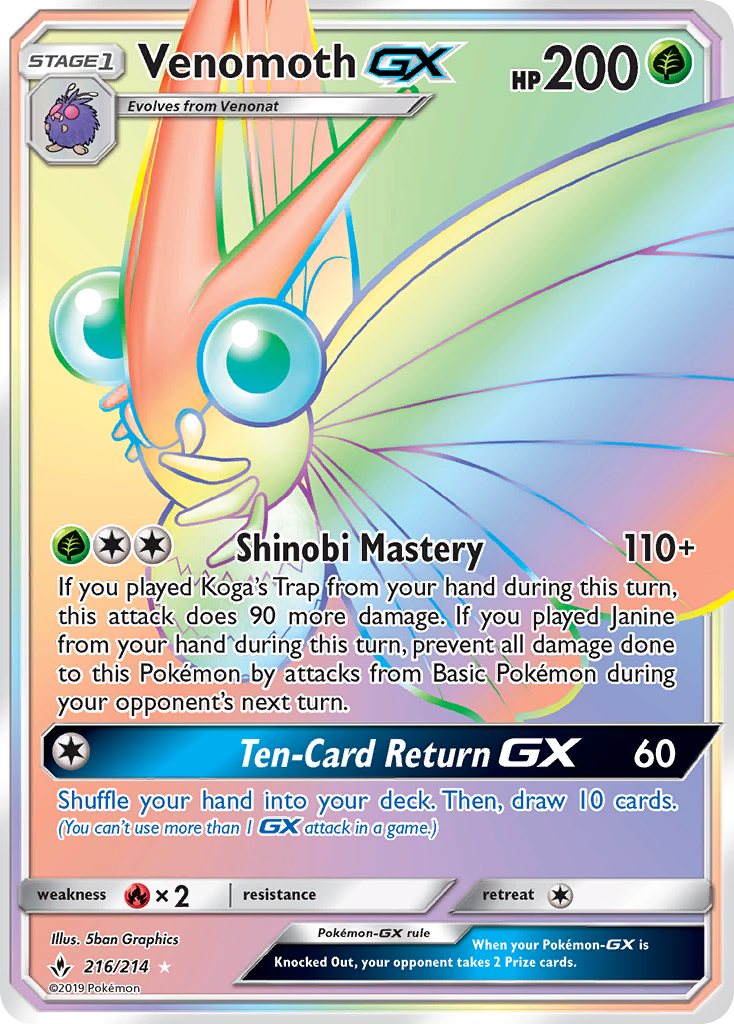 Venomoth GX (216/214) [Sun & Moon: Unbroken Bonds] - Deck Out Gaming