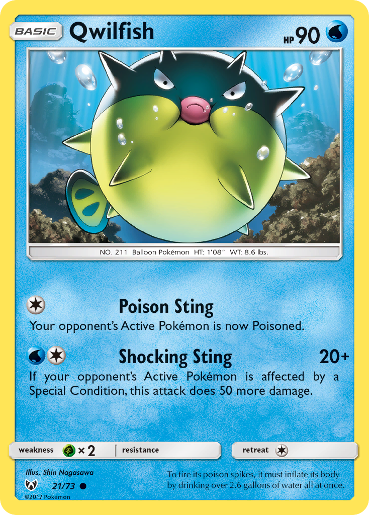 Qwilfish (21/73) [Sun & Moon: Shining Legends] Reverse Holofoil - Deck Out Gaming