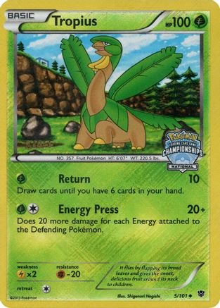 Tropius - 5/101 (National Championship Promo) [Staff] [Black & White: Plasma Blast] - Deck Out Gaming