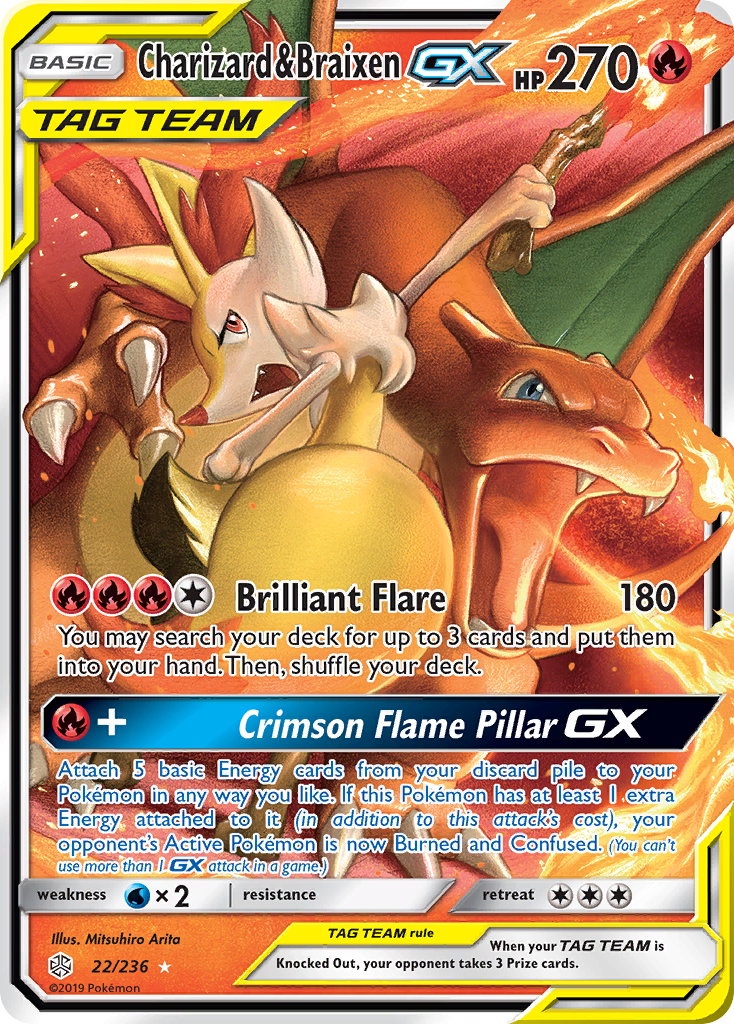 Charizard & Braixen GX (22/236) [SM - Cosmic Eclipse] - Deck Out Gaming
