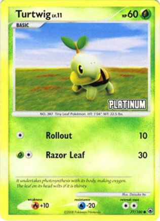 Turtwig LV.11 (77/100) (Platinum) [Burger King Promos: 2008 Collection] - Deck Out Gaming