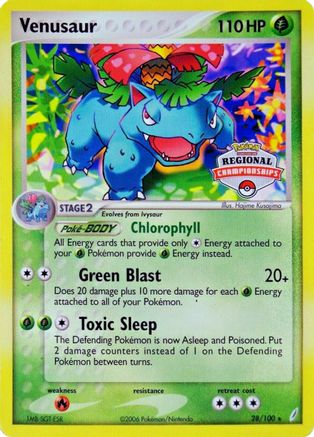 Venusaur (28/100) (Regional Championship Promo) [EX: Crystal Guardians] - Deck Out Gaming