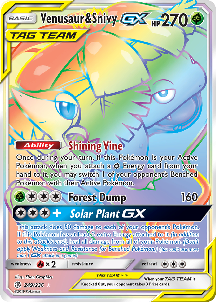 Venusaur & Snivy GX (Secret) (249/236) [SM - Cosmic Eclipse] - Deck Out Gaming