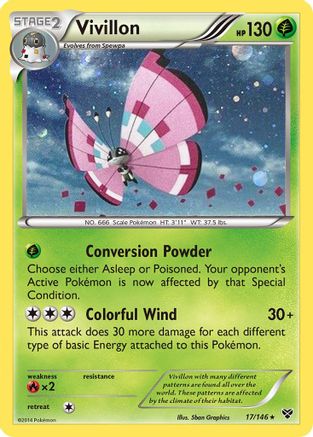 Vivillon (17/146) (Meadow Form/Pink Wings) (Cosmos Holo) [XY: Base Set] - Deck Out Gaming