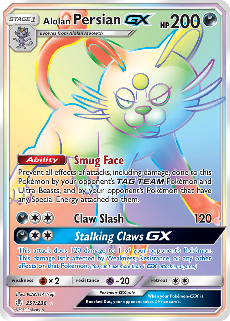 Alolan Persian GX (Secret) (257/236) [SM - Cosmic Eclipse] - Deck Out Gaming