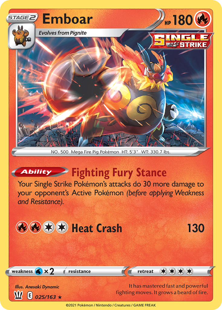 Emboar [SWSH05: Battle Styles] Reverse Holofoil - Deck Out Gaming