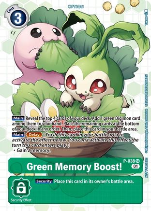 Green Memory Boost! - P-038 (Next Adventure Box Promotion Pack) (P-038) [Digimon Promotion Cards]