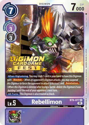 Rebellimon (Digimon Card Game Fest 2022) (BT6-077) [Double Diamond] Foil