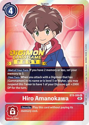 Hiro Amanokawa (Digimon Card Game Fest 2022) (BT8-086) [New Awakening] Foil