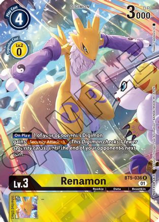 Renamon (Tamer's Card Set 1) (BT5-036) [Battle of Omni] Foil