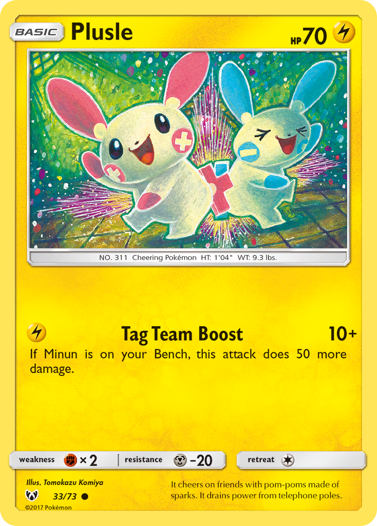 Plusle (33/73) [Sun & Moon: Shining Legends] Reverse Holofoil - Deck Out Gaming