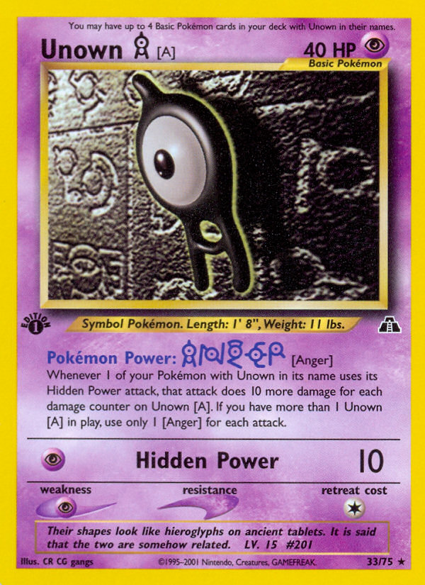 Unown [A] (33/75) [Neo Discovery 1st Edition] - Deck Out Gaming