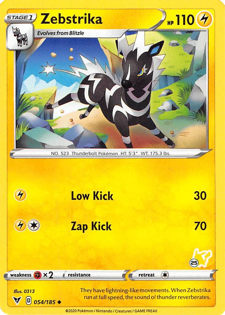 Zebstrika (054/185) (Pikachu Stamp #25) [Battle Academy 2022] - Deck Out Gaming