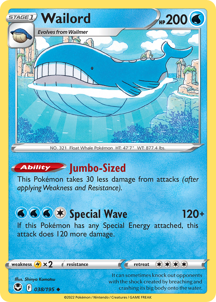 Wailord (038/195) [Sword & Shield: Silver Tempest] Reverse Holofoil - Deck Out Gaming