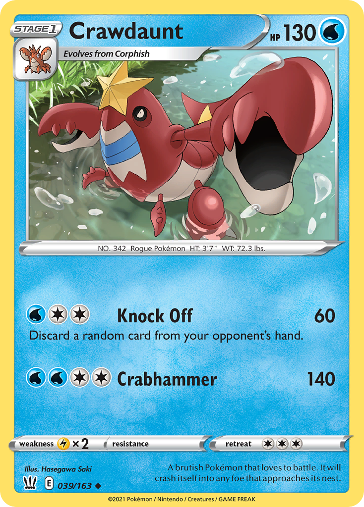Crawdaunt [SWSH05: Battle Styles] Reverse Holofoil - Deck Out Gaming