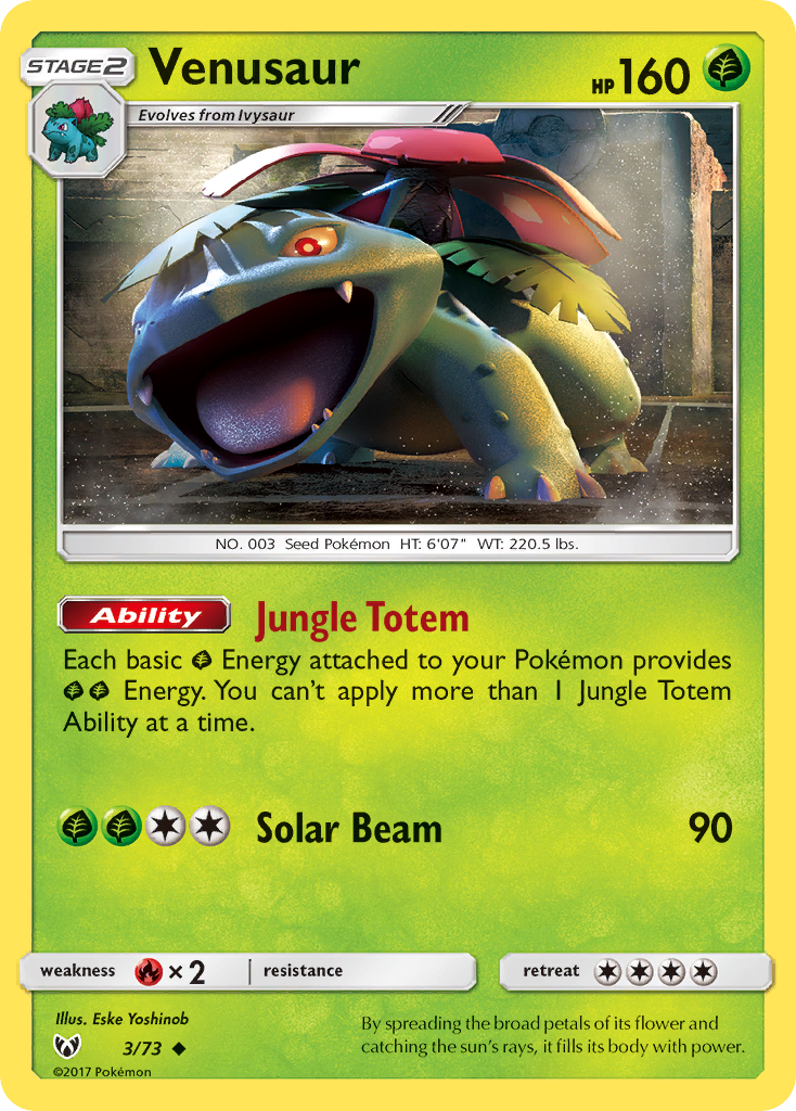 Venusaur (3/73) [Sun & Moon: Shining Legends] Reverse Holofoil - Deck Out Gaming