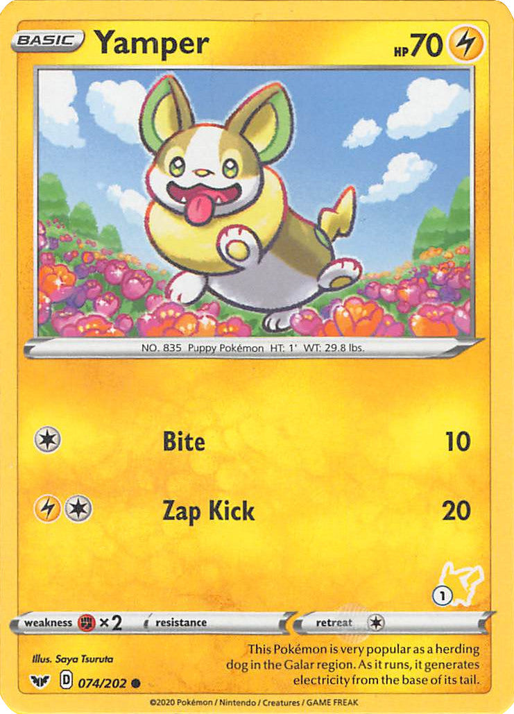 Yamper (074/202) (Pikachu Stamp #1) [Battle Academy 2022] - Deck Out Gaming