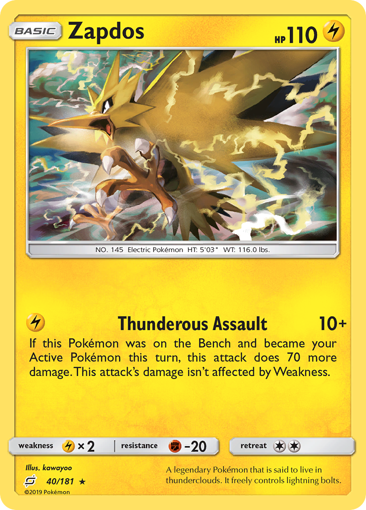 Zapdos (40/181) [Sun & Moon: Team Up] Reverse Holofoil - Deck Out Gaming