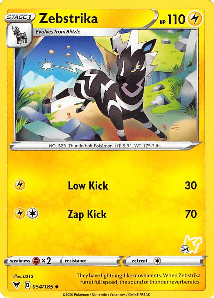 Zebstrika (054/185) (Pikachu Stamp #34) [Battle Academy 2022] - Deck Out Gaming