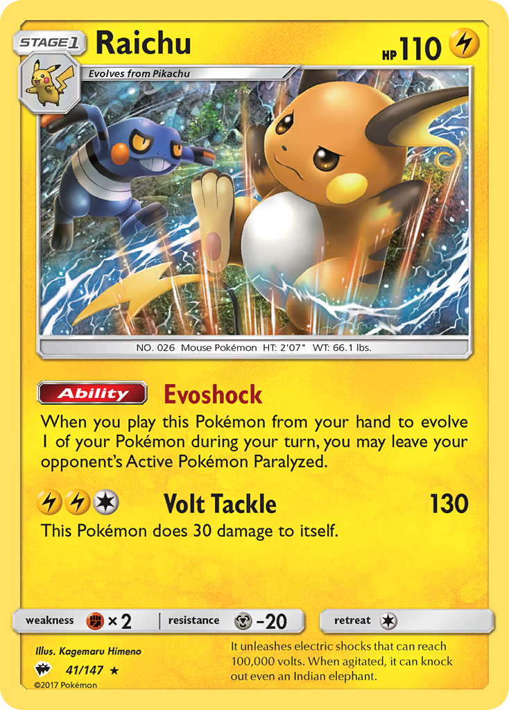 Raichu (41) [SM - Burning Shadows] Reverse Holofoil - Deck Out Gaming