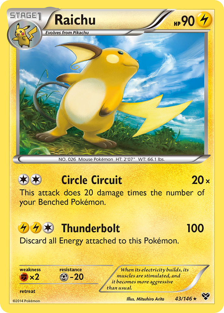 Raichu (43) [XY Base Set] Reverse Holofoil - Deck Out Gaming