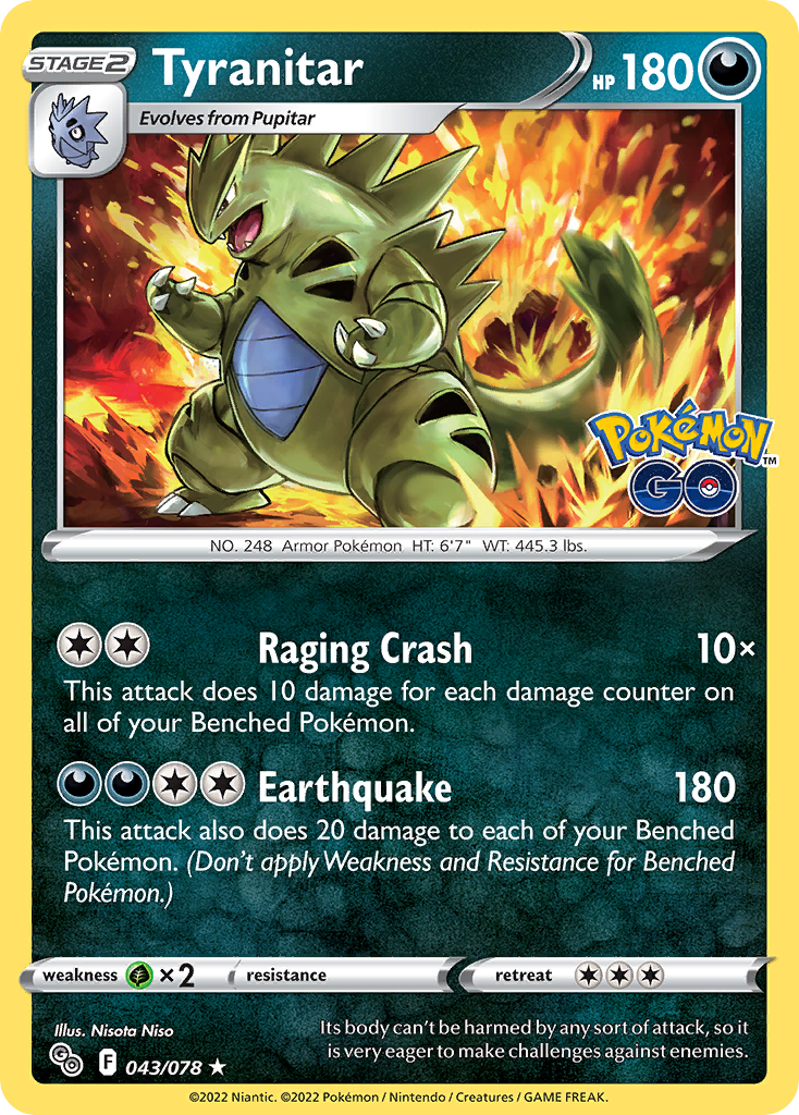 Tyranitar (043/078) [Pokémon GO] Reverse Holofoil - Deck Out Gaming