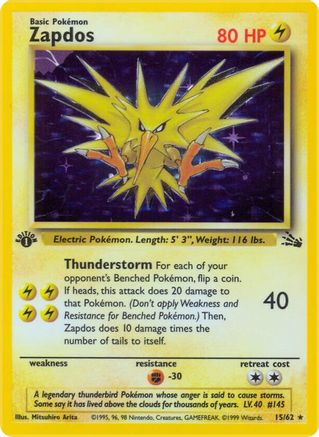 Zapdos (15) [Fossil] Unlimited Holofoil
