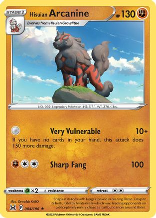 Hisuian Arcanine (084/196) (Theme Deck Exclusive) [Sword & Shield: Lost Origin] - Deck Out Gaming