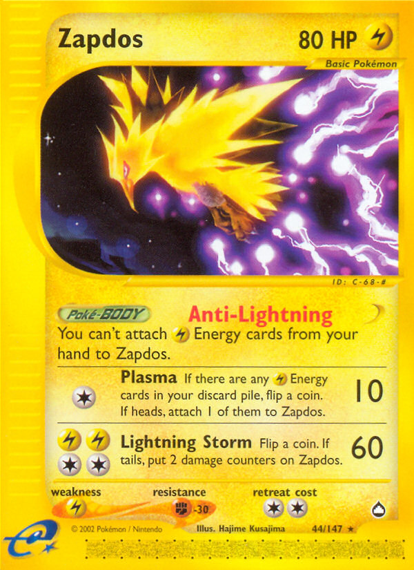 Zapdos (44) [Aquapolis] Reverse Holofoil - Deck Out Gaming