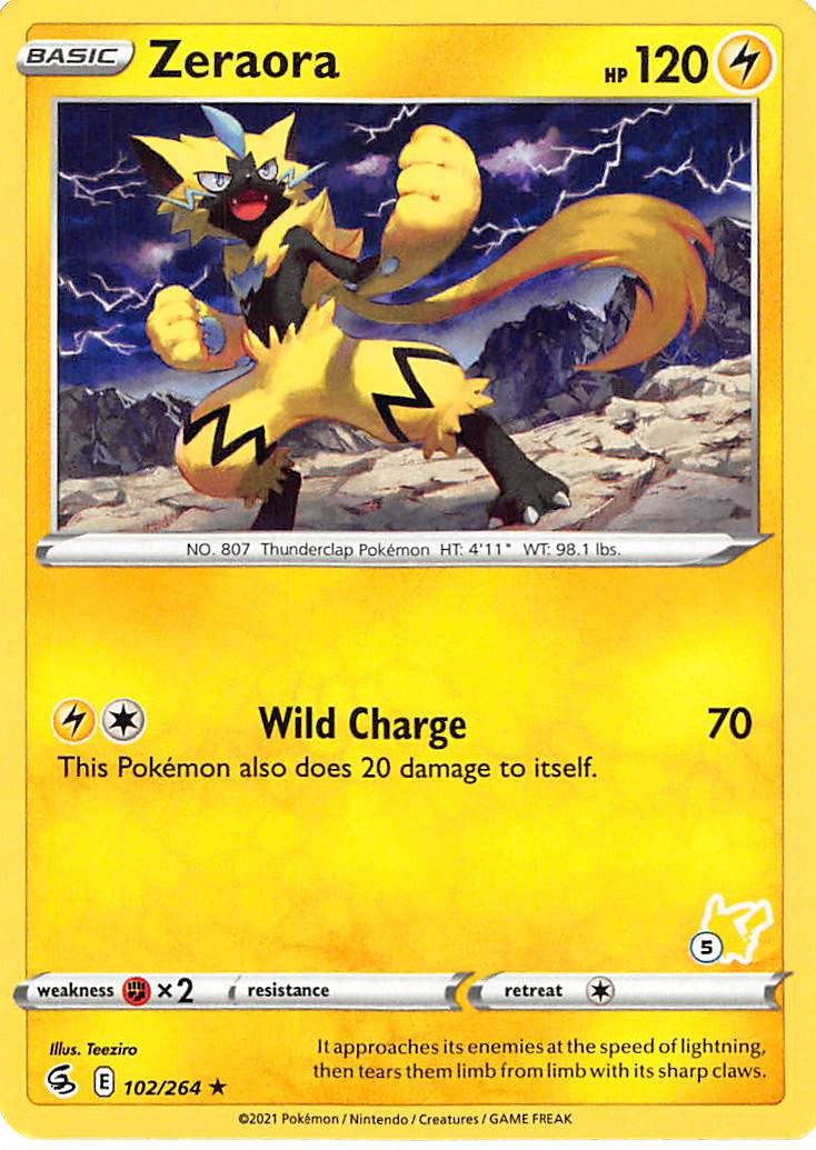 Zeraora (102/264) (Pikachu Stamp #5) [Battle Academy 2022] - Deck Out Gaming