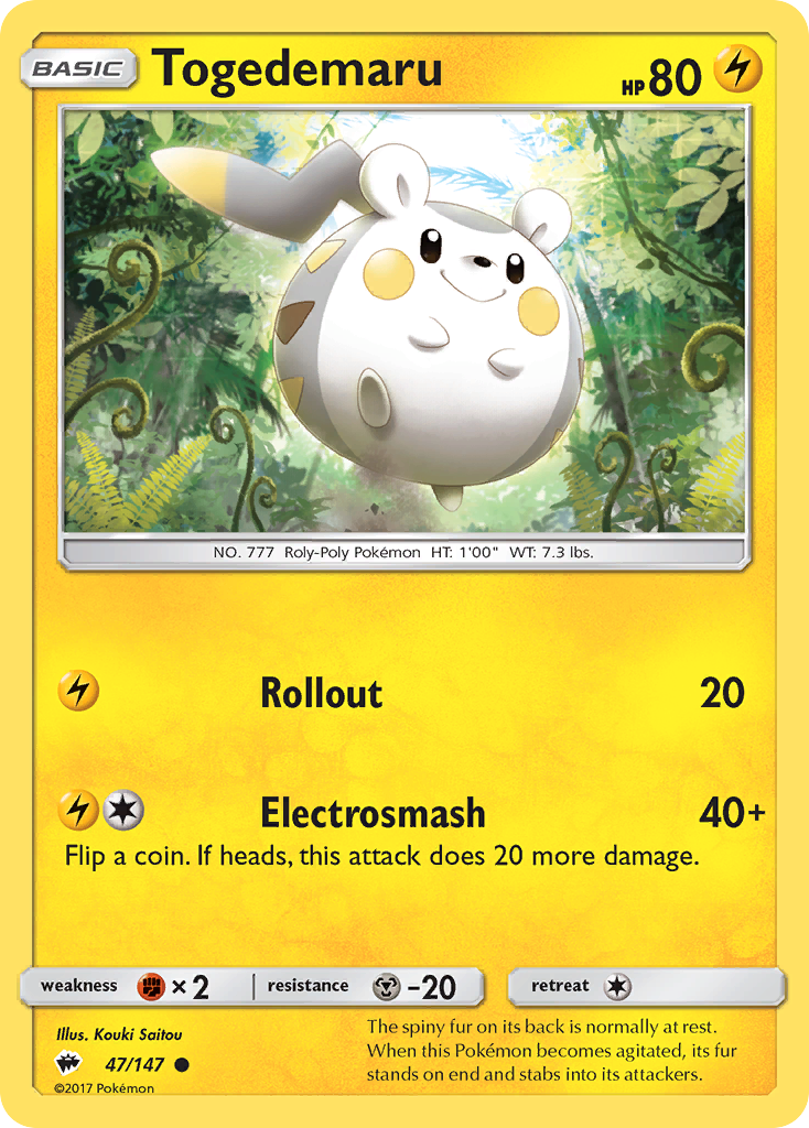Togedemaru (47) [SM - Burning Shadows] Reverse Holofoil - Deck Out Gaming