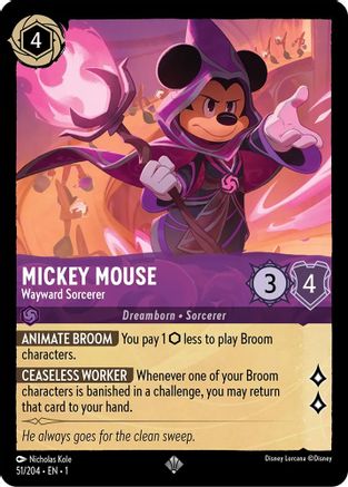 Mickey Mouse - Wayward Sorcerer (51/204) [The First Chapter] Cold Foil - Deck Out Gaming