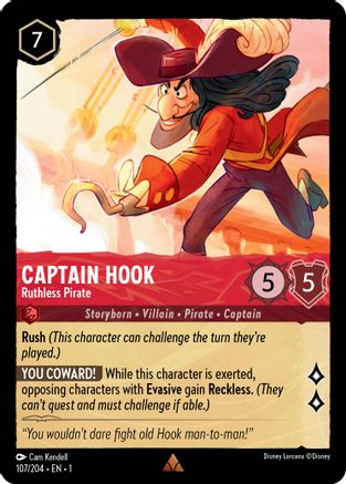 Captain Hook - Ruthless Pirate (107/204) [The First Chapter] Cold Foil - Deck Out Gaming