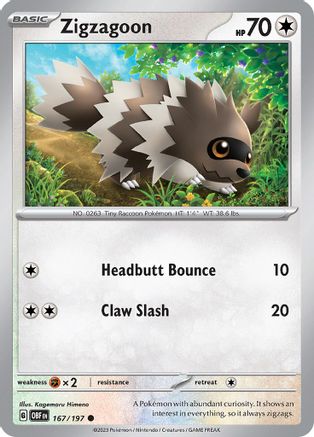 Zigzagoon (167) [SV03: Obsidian Flames] - Deck Out Gaming