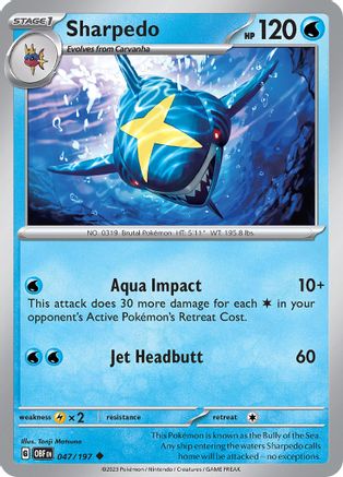 Sharpedo (47) [SV03: Obsidian Flames] Reverse Holofoil - Deck Out Gaming