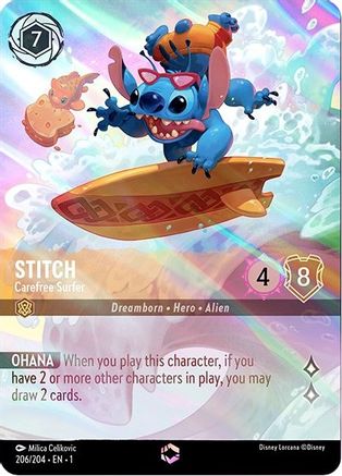 Stitch - Carefree Surfer (Alternate Art) (206/204) [The First Chapter] Holofoil - Deck Out Gaming