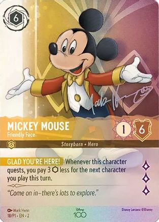 Mickey Mouse - Friendly Face (Alternate Art) (18) [Disney100 Promos] Holofoil - Deck Out Gaming